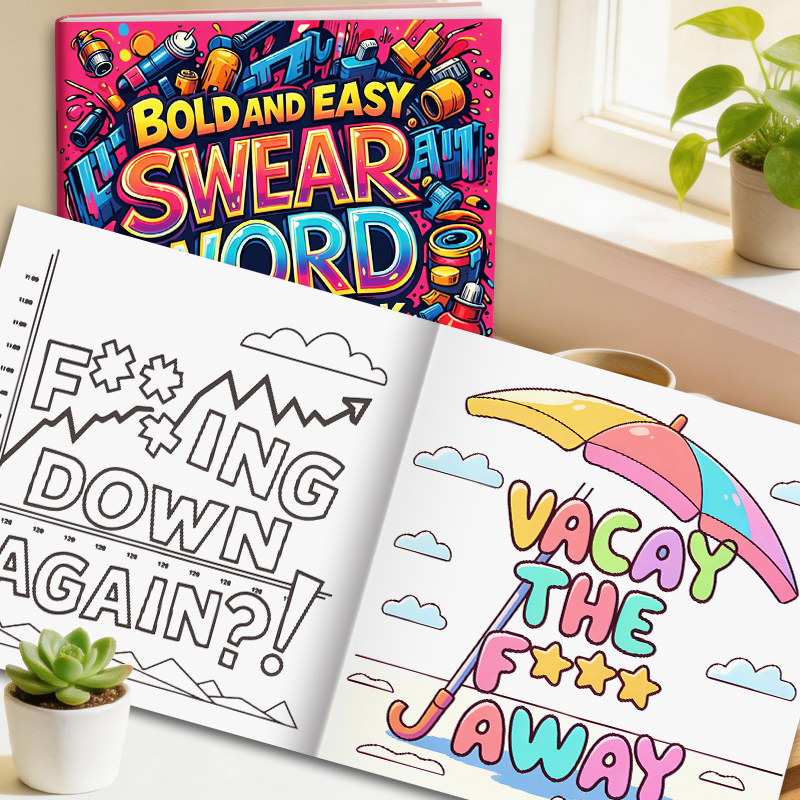 Adult Coloring Book Stress Relief - 大人向けの塗り絵ブック。機知に富んだ創造的なデザイン、ユーモラスで思考を刺激する引用句が特徴です。大人向けのリラックスしてストレスを解消できる塗り絵ブックです。トレンディで個性的なアートイラスト、精巧なロックステッチ製本、感情表現のための専用スペース。職場でのリラックス、不安解消、手描き愛好家に最適です。