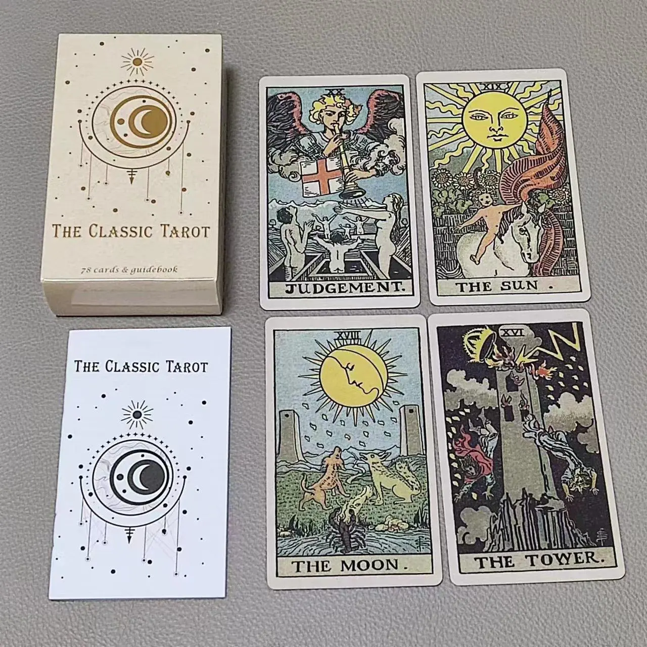 Tarot Deck With Guidebook - 初心者向けの素敵な本が付いた古典的なタロットカード、10.3*6cm、78枚のカード