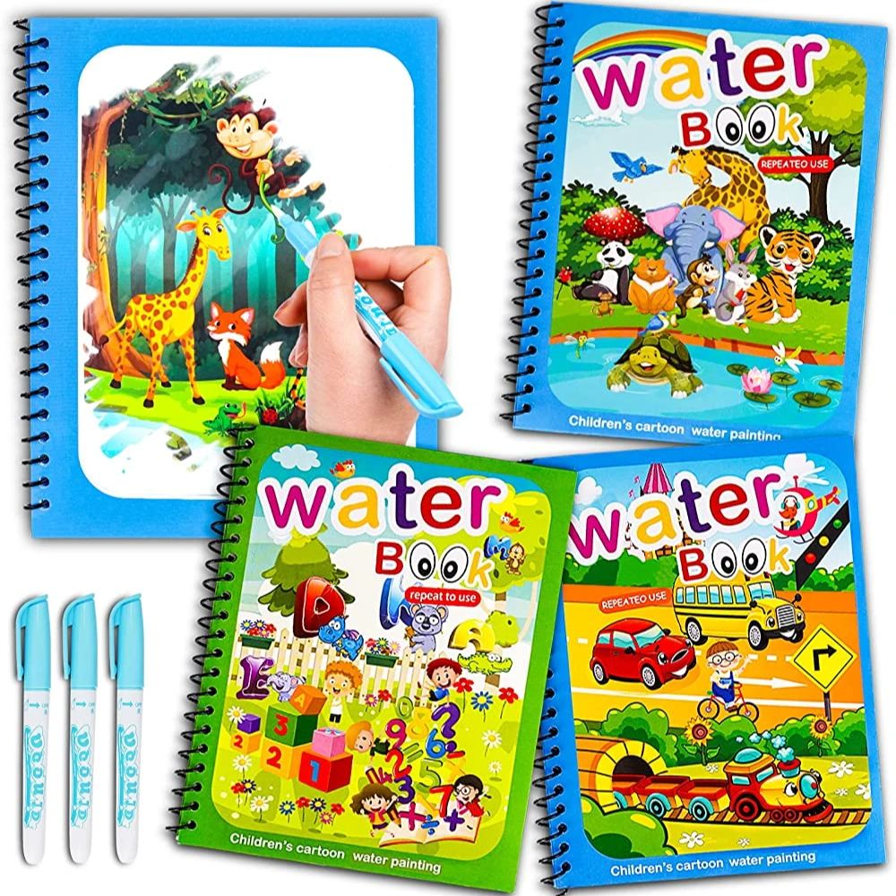 魔法の本水描画モンテッソーリおもちゃ再利用可能な塗り絵魔法の - Reusable Water Magic Coloring Book のレビューと価格