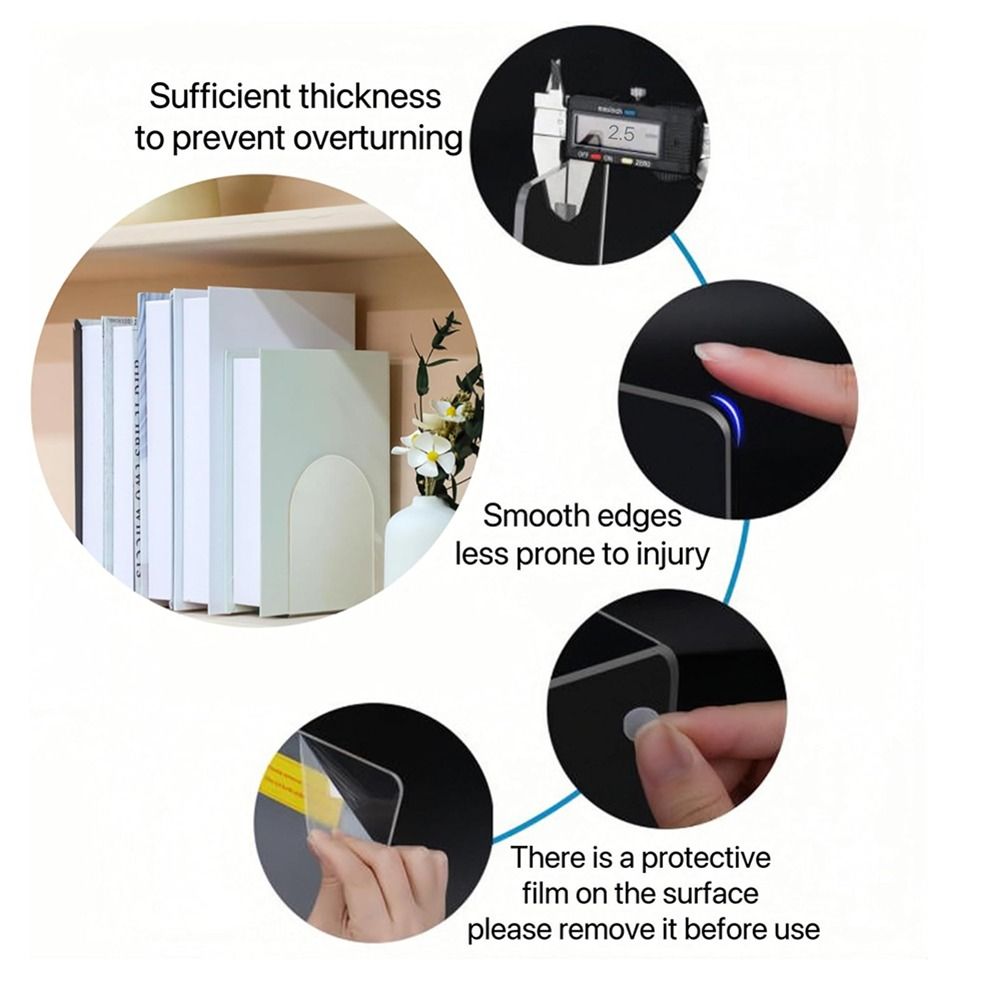 本棚、滑り止めの本の端、学校の図書館、デスクトップオーガナイ - Clear Acrylic Book Stand Holder のレビューと価格