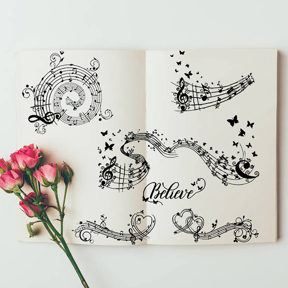 Azsg-シリコン製の装飾的なスタンプ,日曜大工のスクラップ - Blank Sheet Music Notebook のレビューと価格