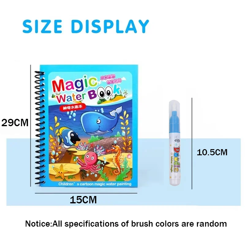 繰り返し使える塗り絵ブック。モンテッソーリ教育に基づいた塗り - Reusable Water Magic Coloring Book のレビューと価格