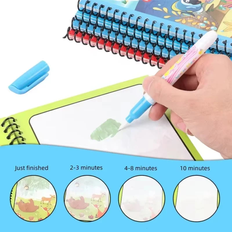 繰り返し使える塗り絵ブック。モンテッソーリ教育に基づいた塗り - Reusable Water Magic Coloring Book のレビューと価格