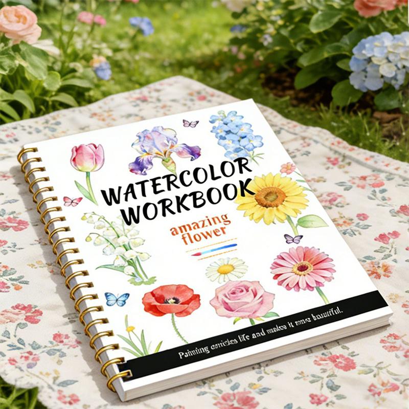 ホットセールスパイラル綴じ水彩画花柄ワークブック厚紙初心者向 - Stationery Books のレビューと価格