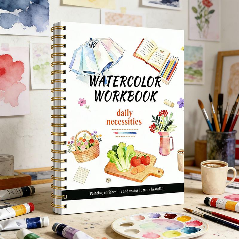 ホットセールスパイラル綴じ水彩画花柄ワークブック厚紙初心者向 - Stationery Books のレビューと価格