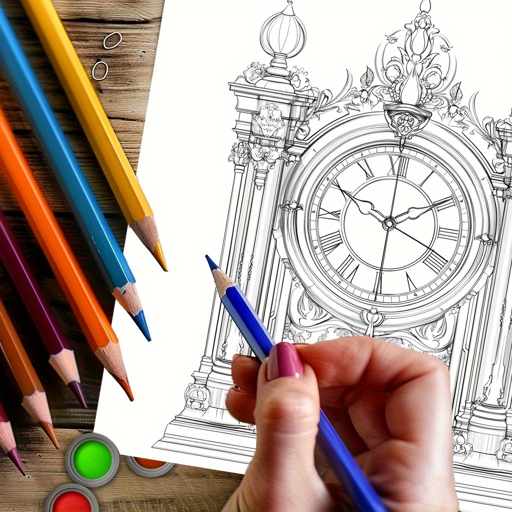 大人のストレス軽減のための28ページのヴィンテージ時計塗り絵 - Adult Coloring Book Stress Relief のレビューと価格