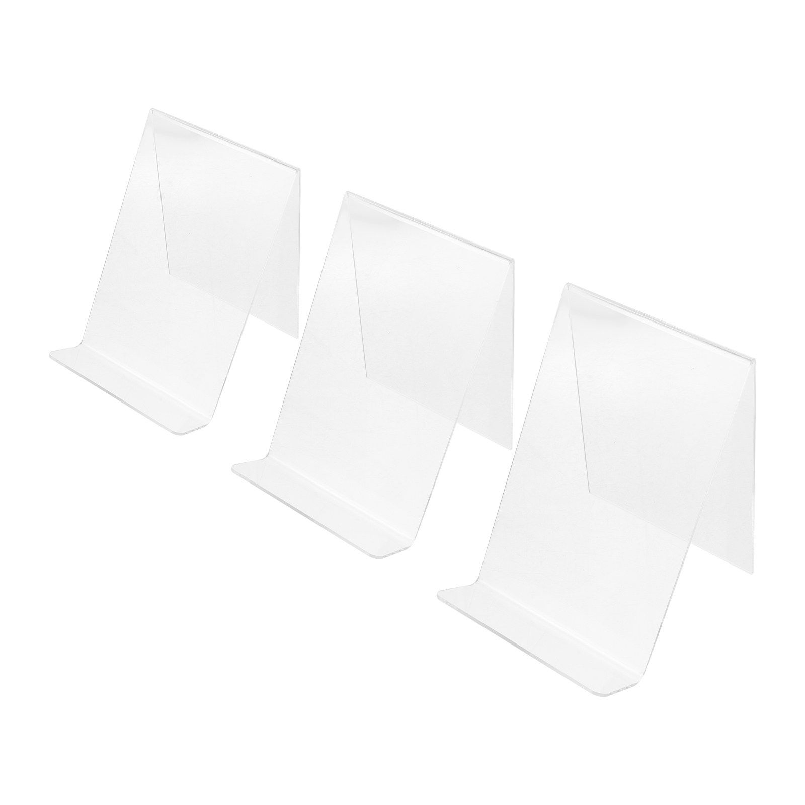 アクリル製ブックスタンド3点セット。透明な本棚型ディスプレイ - Clear Acrylic Book Stand Holder のレビューと価格